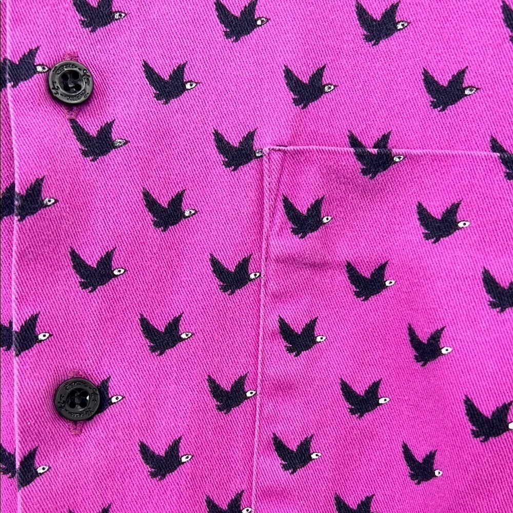 T. Express Long Sleeve Button Up Shirt Men's Medium Birds Pink Valentine's Day - Picture 6 of 8